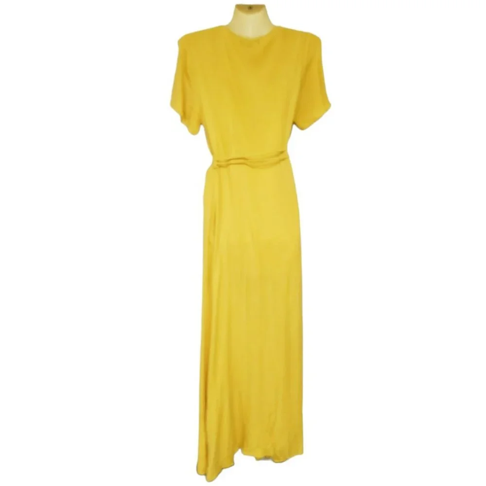 Lulus Much Obliged Golden Yellow Wrap Maxi Dress Women's Size M - Picture 5 of 14